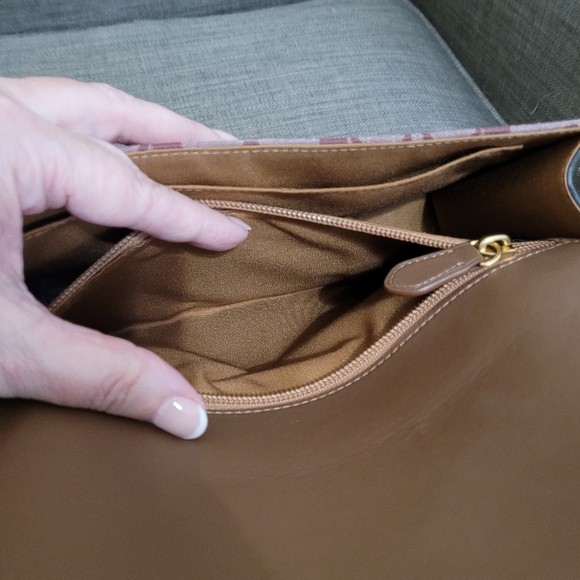 Coach CH828 Turner Colorblock Chambray Crossbody Messenger Bag Wine Multi - Picture 7 of 8